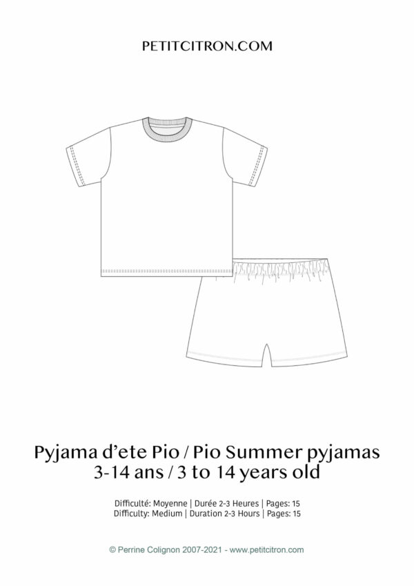 Patron Pyjama été Pio, enfants – Image 2