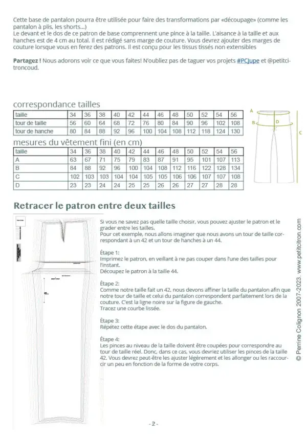 Patrons de base - pantalon femmes - taille 34 à 56 – Image 2