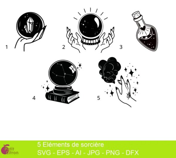 Fichier de découpe: elements sorciere