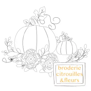 Grille de broderie: citrouille fleurs