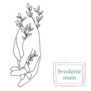 Grille de broderie: main + feuilles