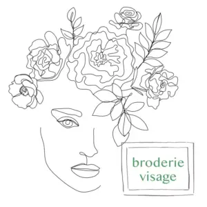 Grille de broderie: tete + fleurs