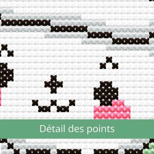 détail des points Chat kawaii Noël