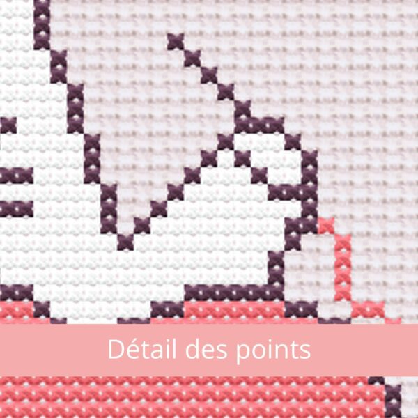 détail des points Chat et coeur kawaii