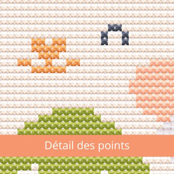 détail des points Lapin avec sonoeuf de Pâques