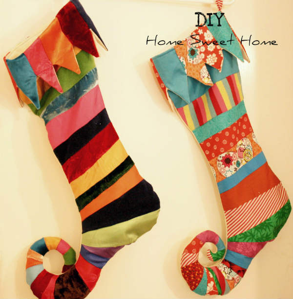 chaussette-noel-elfes-patchwork