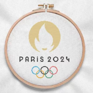 présentation toile point de croix logo Jeux Olympiques Paris