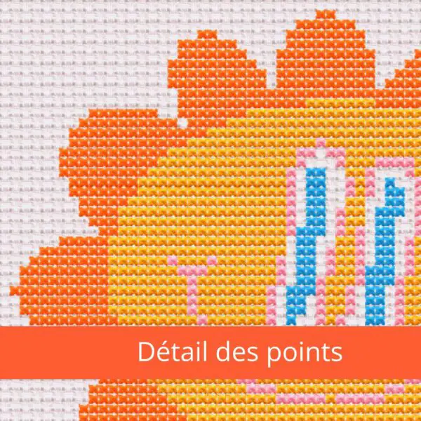 détail des points Fleur soleil groovy