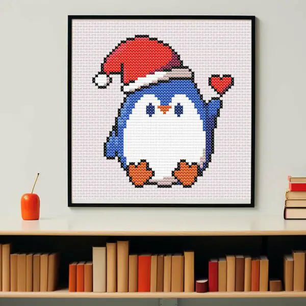 Pingouin de Noël dans un cadre