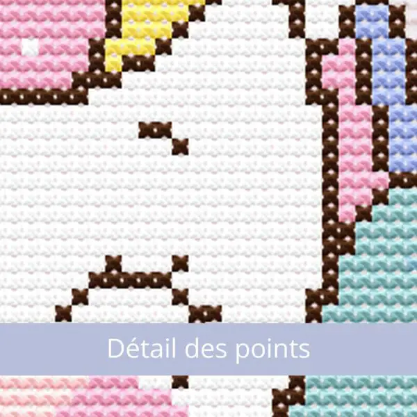 détail des points Licorne ange kawaii